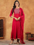 Pink Rayon Zari Embroidered Anarkali Kurta Set