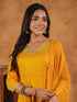 Mustard Rayon Zari Embroidered Anarkali Kurta Set