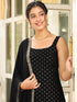 Black Rayon Foil Printed Straight Kurta Set
