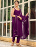 Purple Rayon Foil Printed Straight Kurta Set