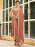 Rust Rayon Foil Printed Straight Kurta Set