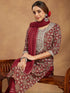 Janasya Women's Maroon Pure Cotton Ethnic Motifs Printed Straight Kurta Set