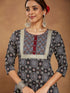 Janasya Women's Black Pure Cotton Ajrakh Printed Straight Kurta Set