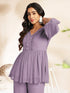 Lavender Dobby Chiffon Self Design Peplum Co-Ord Set