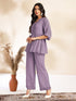 Lavender Dobby Chiffon Self Design Peplum Co-Ord Set
