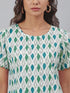 White Pure Cotton Ikkat Printed A-Line Dress