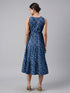 Indigo Pure Cotton Floral Printed Tiered Dress