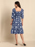 Indigo Pure Cotton Floral Printed A-Line Dress