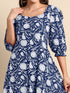 Indigo Pure Cotton Floral Printed A-Line Dress