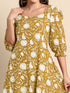 Mustard Pure Cotton Floral Printed A-Line Dress