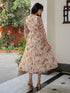 Brown Dobby Georgette Floral Printed Fit & Flare Dress