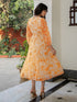 Dobby Orange Georgette Floral Printed Fit & Flare Dress