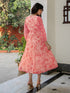 Coral Pink Georgette Floral Printed Fit & Flare Dress