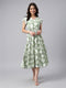 Sage Green Georgette Abstract Printed Tiered Dress