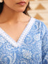 Light Blue Pure Cotton Floral Printed Straight Kurta Pant Set