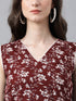 Maroon Pure Cotton Floral Printed A-Line Co-Ord Set
