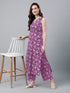 Purple Pure Cotton Floral Printed Straight Kurta Set