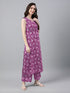 Purple Pure Cotton Floral Printed Straight Kurta Set