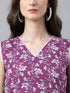 Purple Pure Cotton Floral Printed Straight Kurta Set