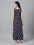Navy Blue Pure Cotton Floral Printed A-Line Co-Ord Set