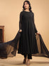 Black Georgette Solid Anarkali Kurta With Pant & Dupatta Set