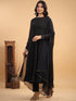 Black Georgette Solid Anarkali Kurta With Pant & Dupatta Set