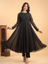 Black Georgette Solid Anarkali Kurta With Pant & Dupatta Set