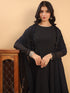 Black Georgette Solid Anarkali Kurta With Pant & Dupatta Set