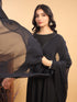 Black Georgette Solid Anarkali Kurta With Pant & Dupatta Set