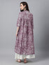 Purple Pure Cotton Floral Printed Flared Kurta