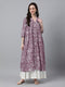 Purple Pure Cotton Floral Printed Flared Kurta