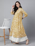 Mustard Pure Cotton Floral Printed Flared Kurta