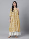 Mustard Pure Cotton Floral Printed Flared Kurta
