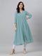 Blue Dobby Chiffon Self Design Flared Kurta