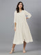 Off White Dobby Chiffon Self Design Flared Kurta