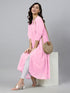 Pink Dobby Chiffon Self Design Flared Kurta