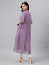 Lavender Dobby Chiffon Woven Design Front Slit Flared Kurta