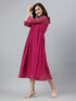 Rani Pink Dobby Chiffon Self Design Flared Kurta