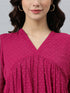 Rani Pink Dobby Chiffon Self Design Flared Kurta