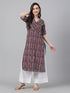 Maroon Pure Cotton Geometric Printed Straight Kurta