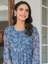 Blue Chiffon Lurex Floral Printed A-line Kurta