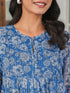 Blue Chiffon Lurex Floral Printed A-line Kurta
