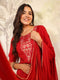 Maroon Chanderi Embroidered Straight Kurta Set