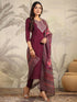 Purple Chanderi Silk Yoke Embroidered Straight Kurta Set