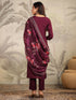 Purple Chanderi Silk Yoke Embroidered Straight Kurta Set