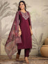 Purple Chanderi Silk Yoke Embroidered Straight Kurta Set