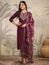 Purple Chanderi Silk Yoke Embroidered Straight Kurta Set
