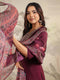 Purple Chanderi Silk Yoke Embroidered Straight Kurta Set