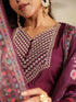 Purple Chanderi Silk Yoke Embroidered Straight Kurta Set