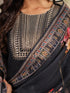 Black Chanderi Silk Yoke Embroidery Straight Kurta with Pant & Dupatta Set